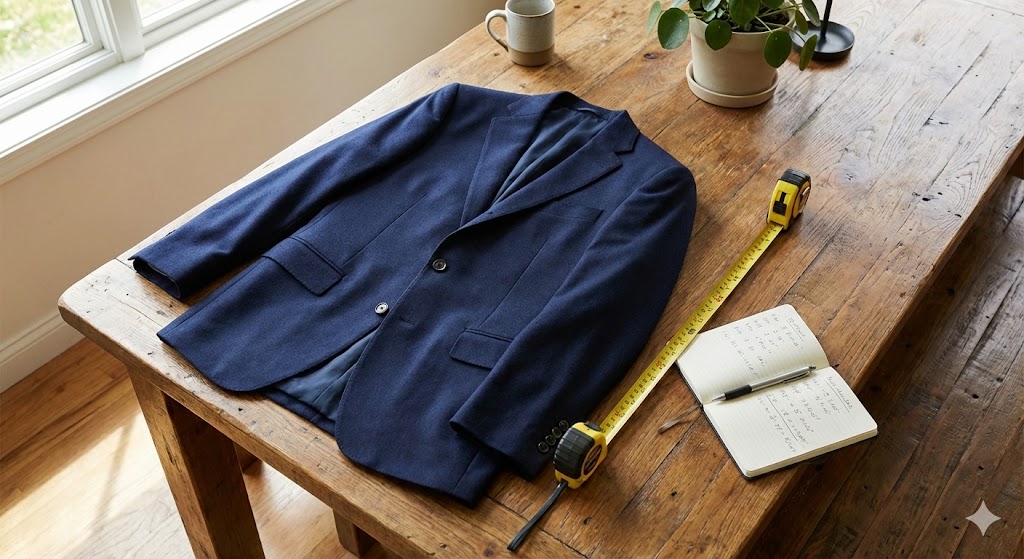 テーブルに平置きしてスーツのサイズを測る方法（自己採寸）