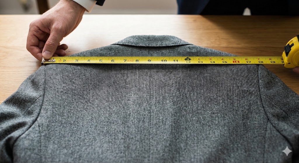 ジャケットの肩幅を縫い目から縫い目まで直線で測るコツ