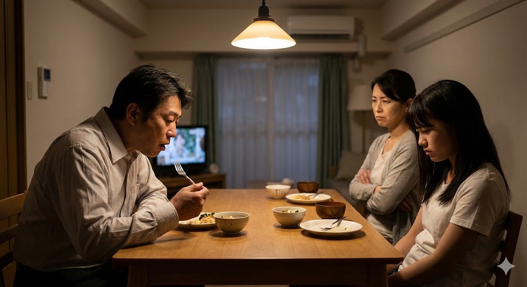 食事中にクチャクチャ音を立てて家族に嫌がられる男性